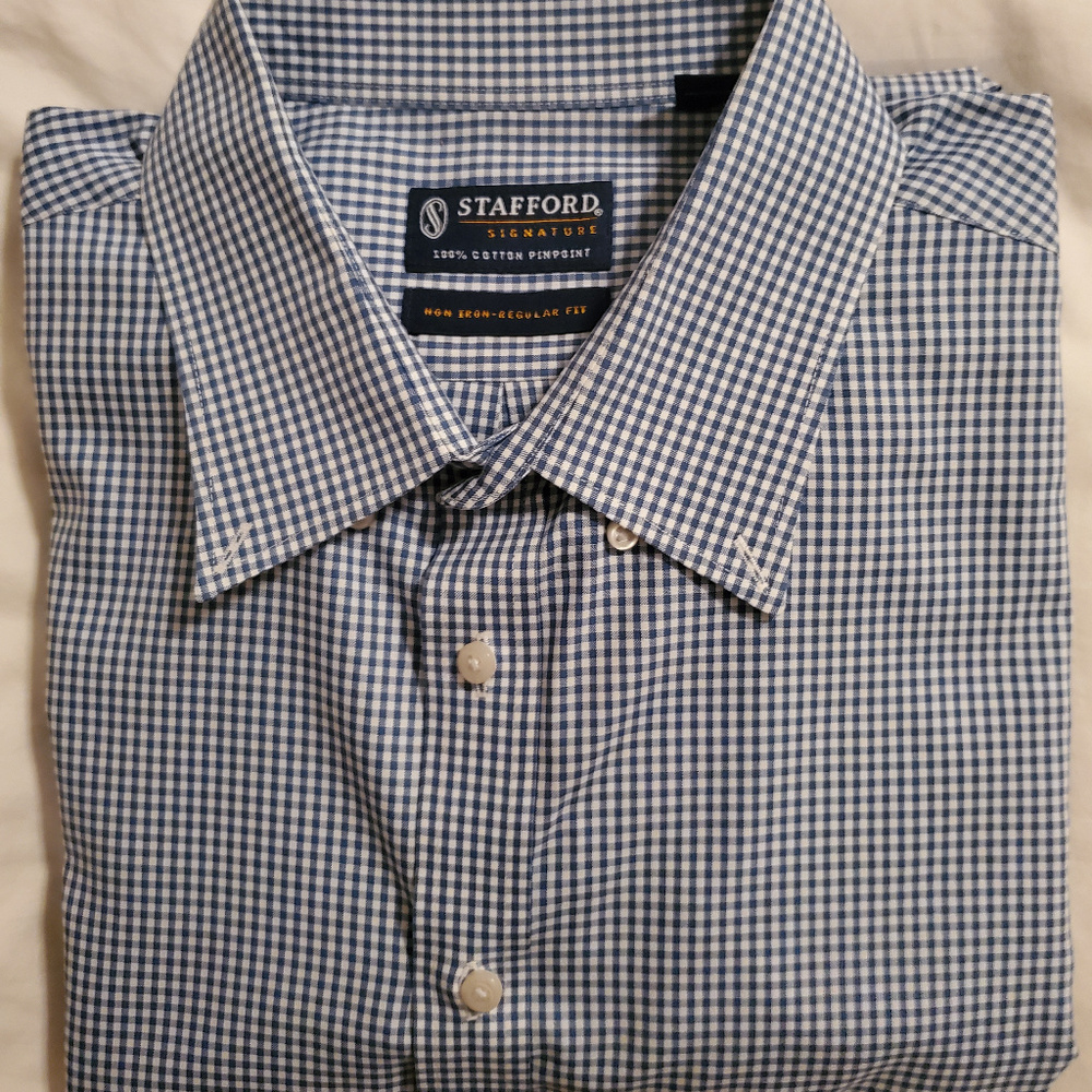 Stafford Signature 100% Cotton Pinpt. Dress Shirt